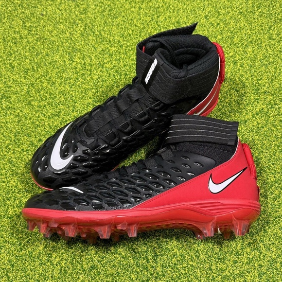 Nike Force Savage Pro 2 Mid Size 14 Football Cleats Black Red BV3969-014 - Picture 2 of 5